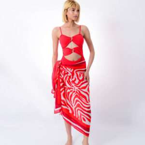 Maillot de Bain Femme Rouge Avec Cache Maillot